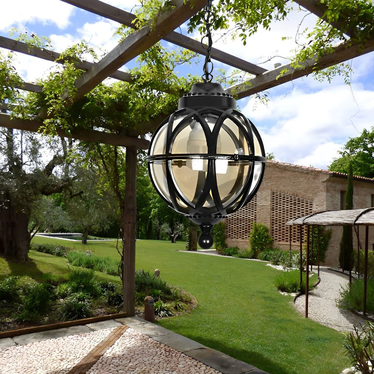 Waterproof Globe Outdoor Hanging Pendant Lights - Glimvale