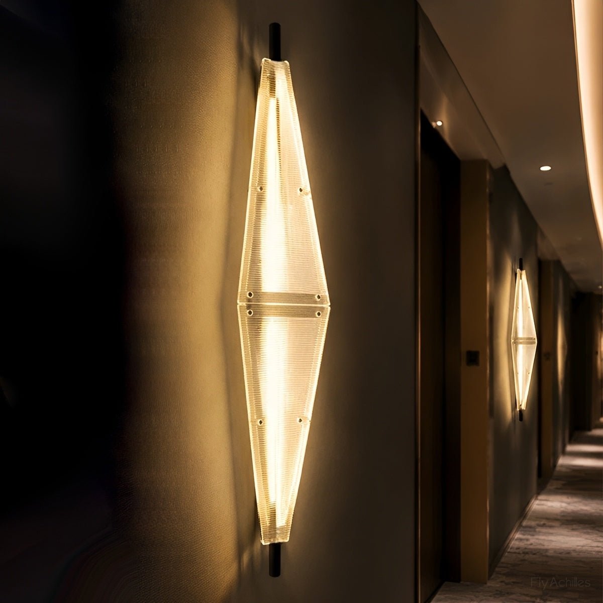 Waterproof Luxury Diamond Ribbed Glass Outdoor Wall Light - Glimvale