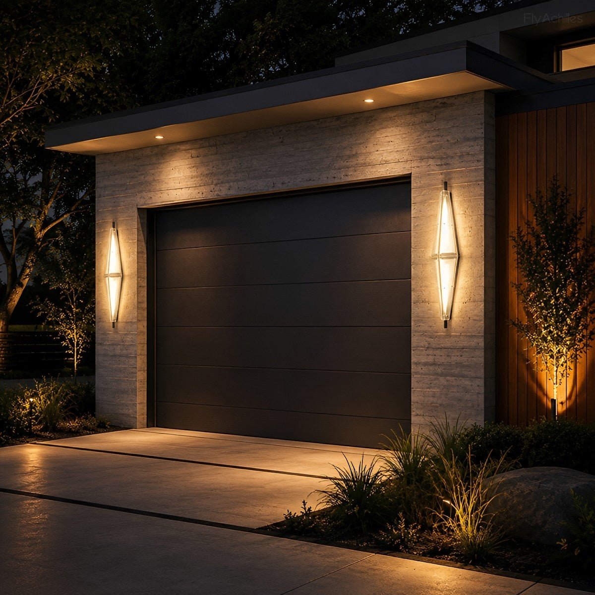 Waterproof Luxury Diamond Ribbed Glass Outdoor Wall Light - Glimvale