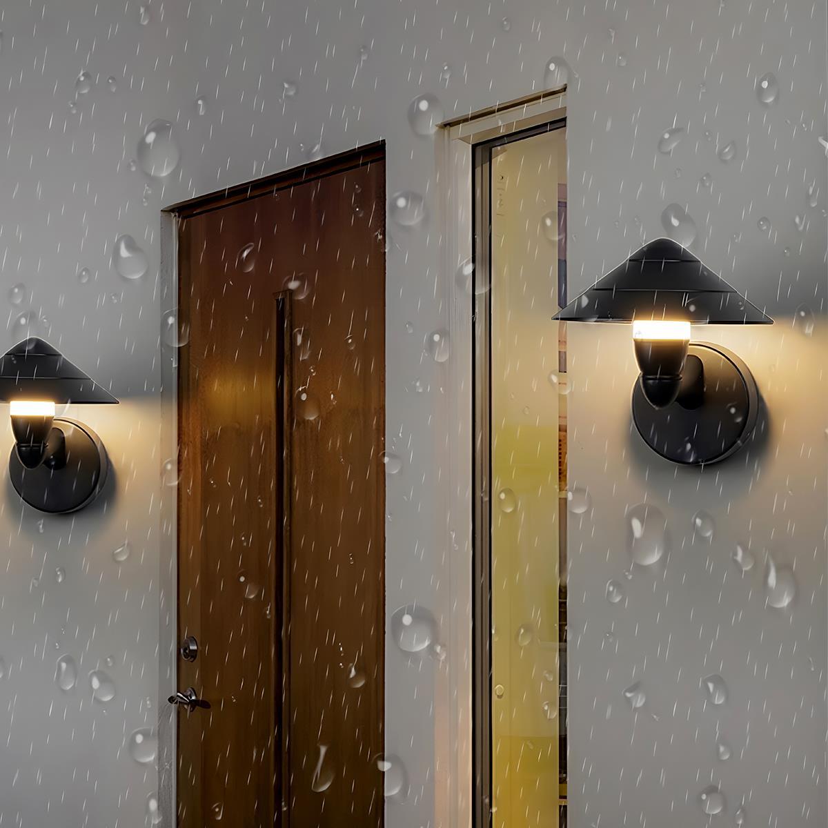 Waterproof Modern Black Umbrella Outdoor LED Wall Lights - Glimvale