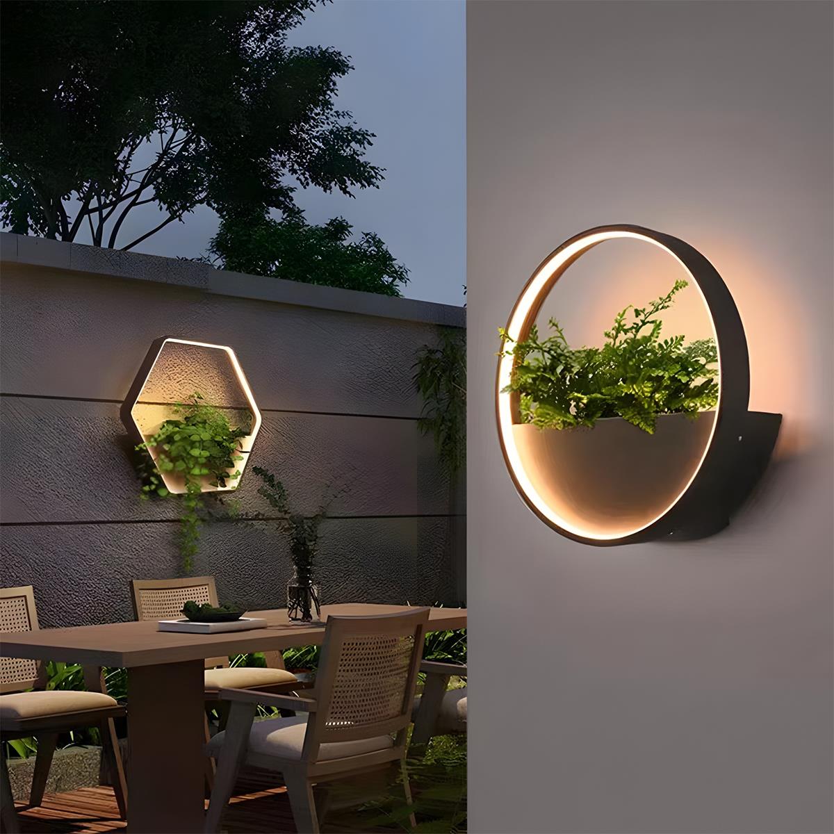 Waterproof Solar LED Outdoor Wall Light Plants Pot - Glimvale