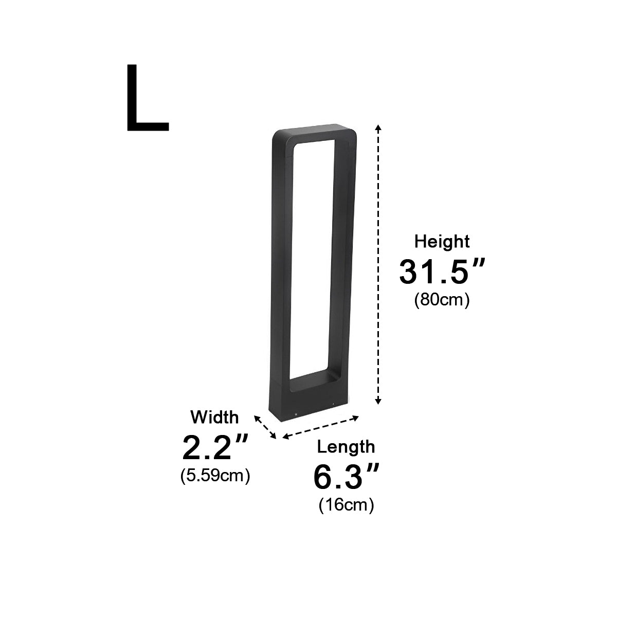Rectangular Frame Waterproof Led Black Modern Bollard Fixtures Post Lamp - Glimvale