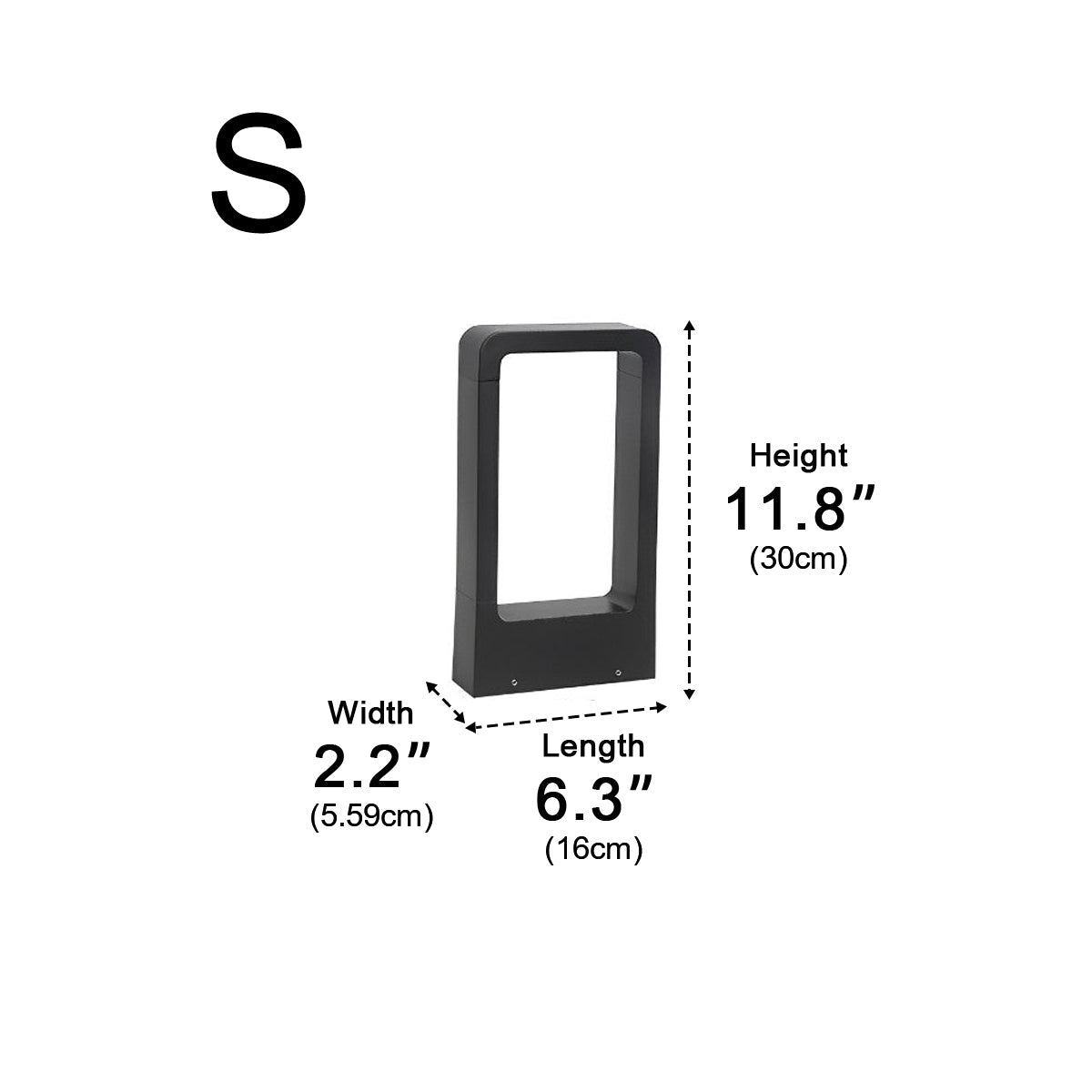 Rectangular Frame Waterproof Led Black Modern Bollard Fixtures Post Lamp - Glimvale