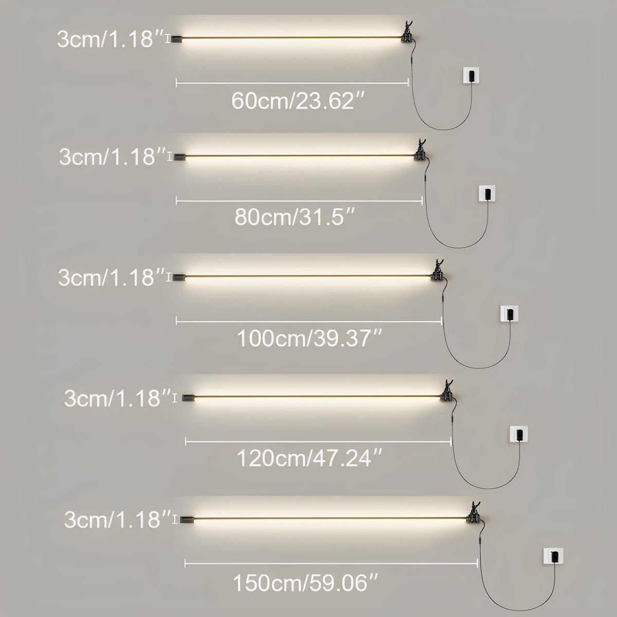 360° Rotatable Modern Minimalist Plug - in LED Long Strip Lights Wall Light