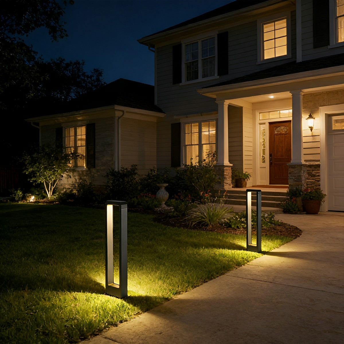 Modern Rectangular Frame Waterproof Outdoor Bollard Parth Light