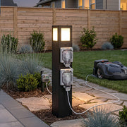 Steel Outdoor Waterproof Pathway Lights with GFCI-Protected Outlet