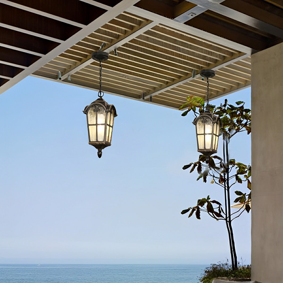 Ancient Rome Rustic Cross Waterproof Outdoor LED Lantern Pendant Lights - Glimvale