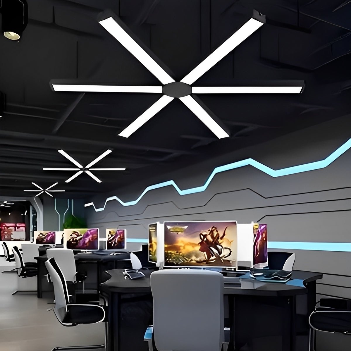 Black LED Recessed Hanging Linear Light - Glimvale