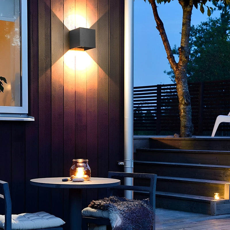 Black Square Up Down LED Lighting Exterior Porch Lights - Glimvale