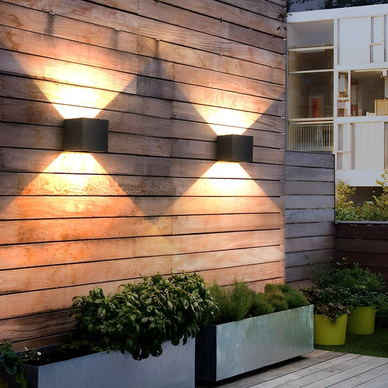 Black Square Up Down LED Lighting Exterior Porch Lights - Glimvale