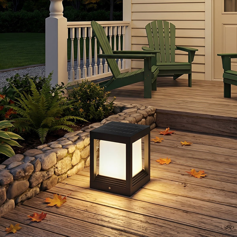Classic Minimalist Cube Waterproof Fence Outdoor Post Light - Glimvale