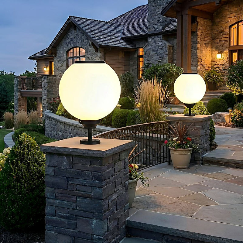 Classic Solar Fence Waterproof Globe LED Fence Post Caps Lights - Glimvale