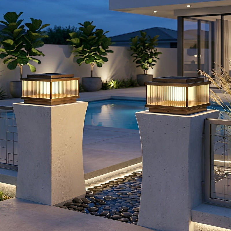 Classic Square Waterproof Outdoor Post Light Fence Pillar Lamp - Glimvale