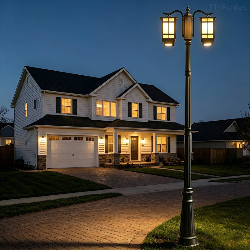 Classic Waterproof Black Outdoor Pole Lights LED Street Lamp - Glimvale
