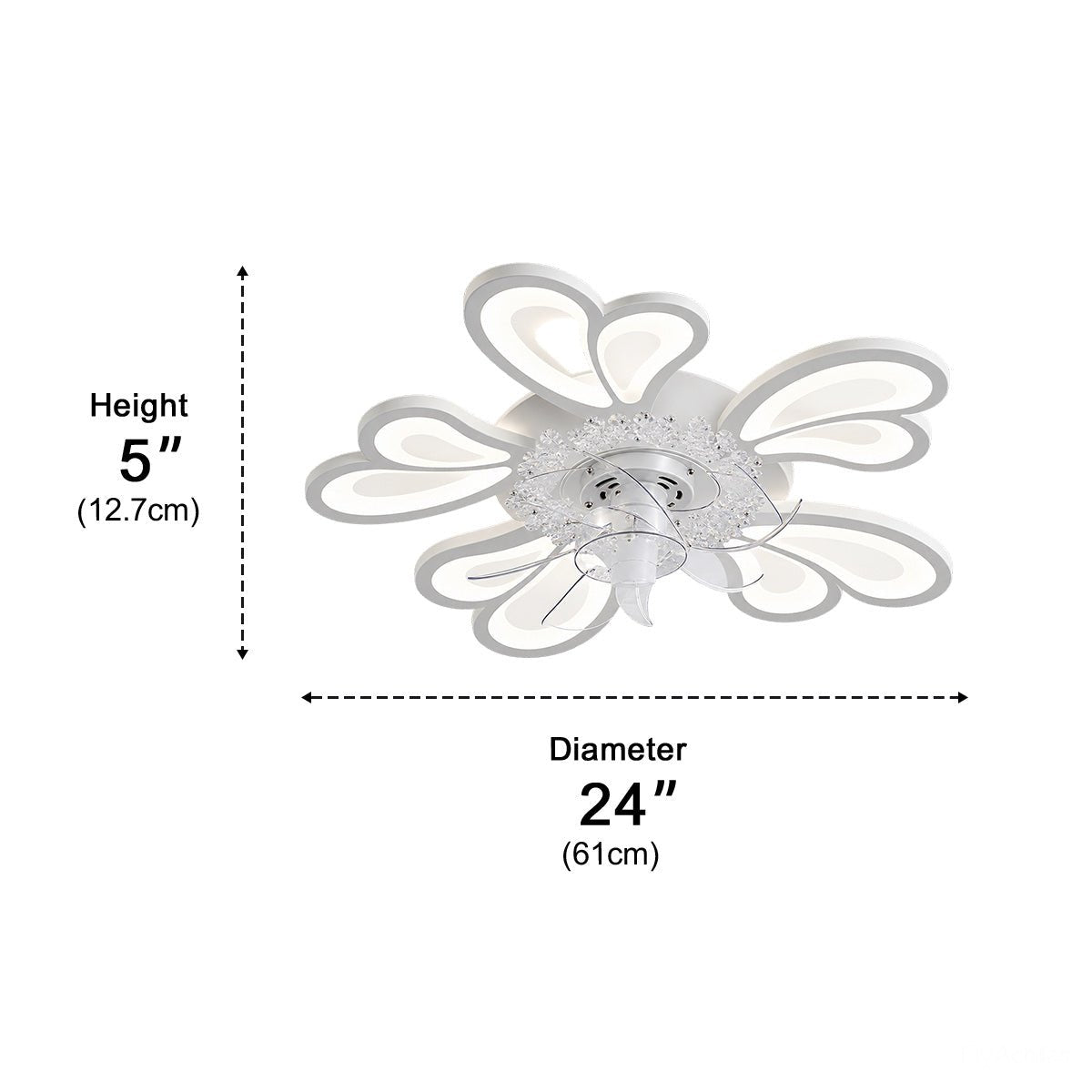Creative Floral Shaped DC Motor LED Ceiling Fan Lights - Glimvale