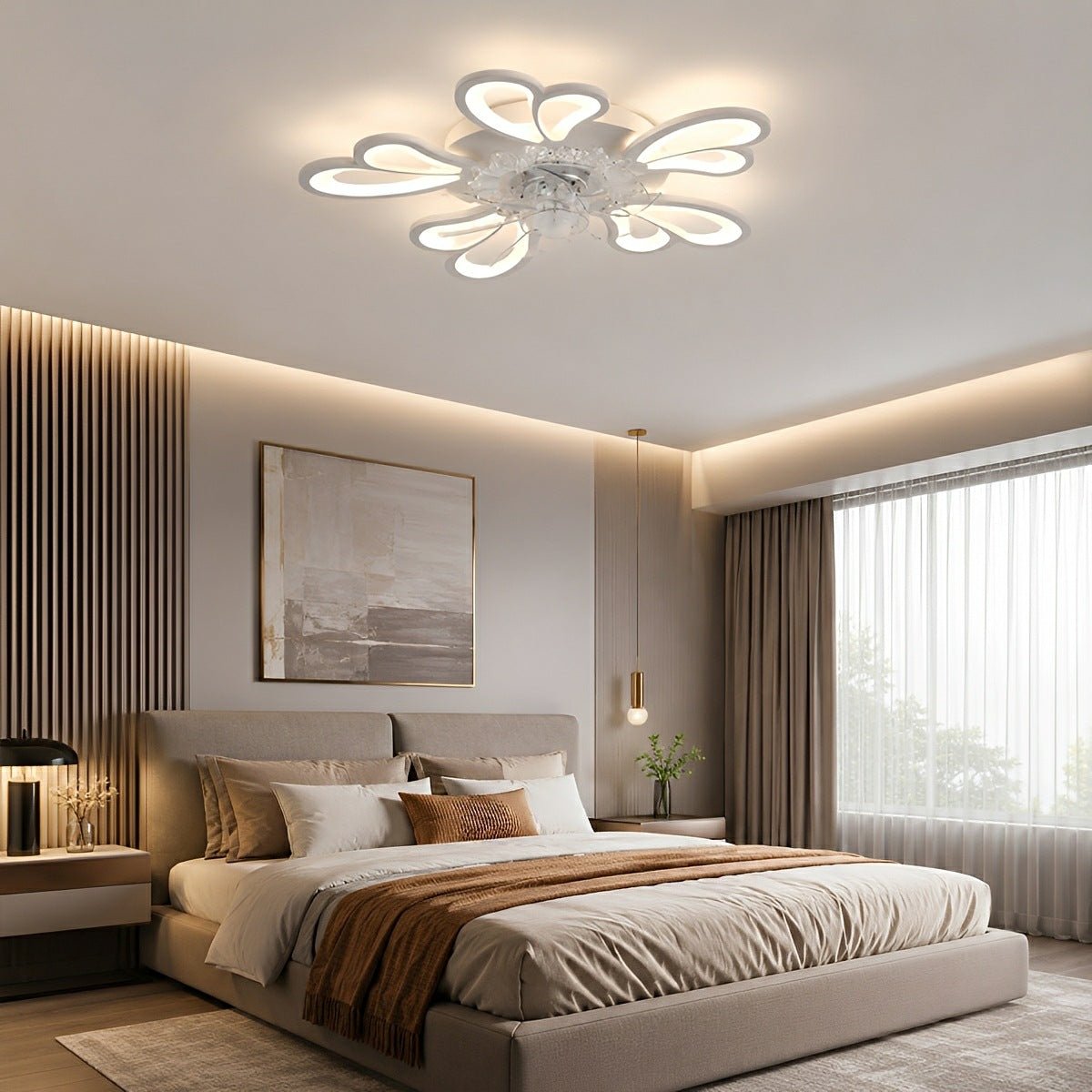 Creative Flower Shaped DC Motor LED Ceiling Fan Lights Chandelier - Glimvale