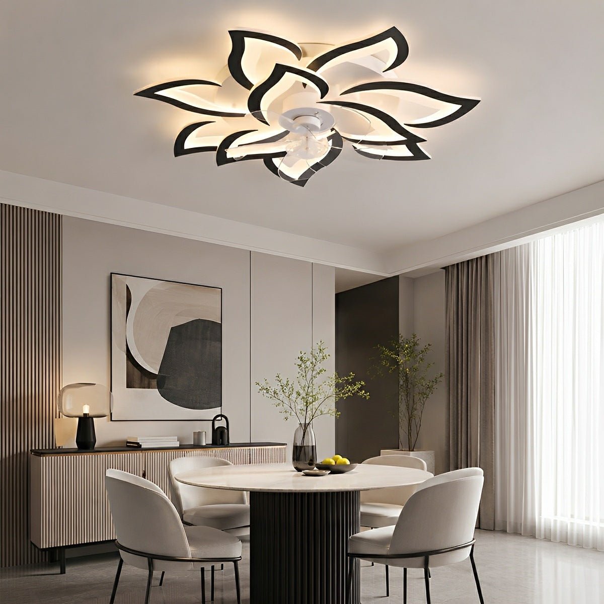 Creative Flower Shaped DC Motor LED Ceiling Fan Lights Chandelier - Glimvale