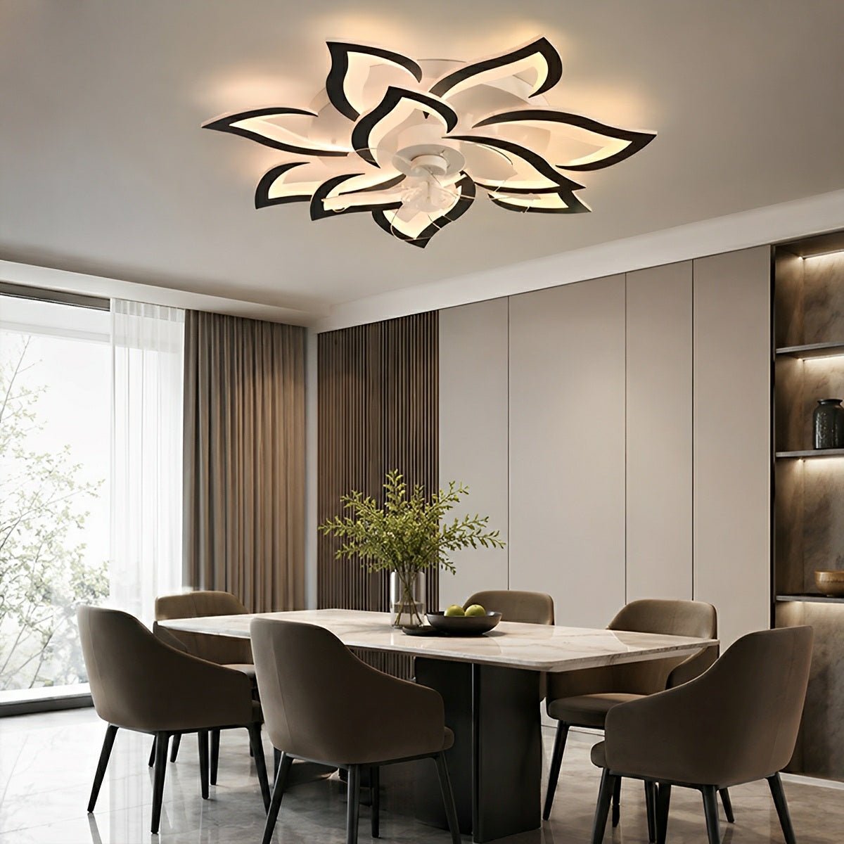 Creative Flower Shaped DC Motor LED Ceiling Fan Lights Chandelier - Glimvale