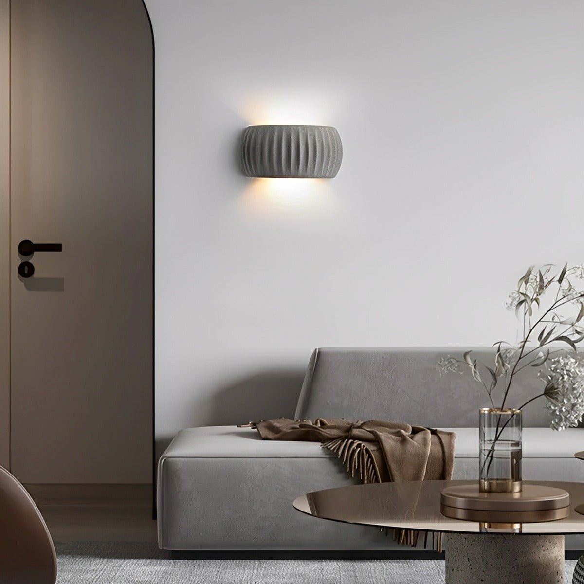Modern Arc Cement Carve Up and Down LED Wall Sconces - Glimvale