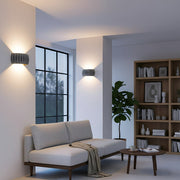 Modern Arc Concrete Carve Up and Down LED Wall Sconces - Glimvale