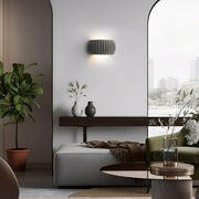 Modern Arc Concrete Carve Up and Down LED Wall Sconces - Glimvale