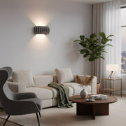 Modern Arc Concrete Carve Up and Down LED Wall Sconces - Glimvale