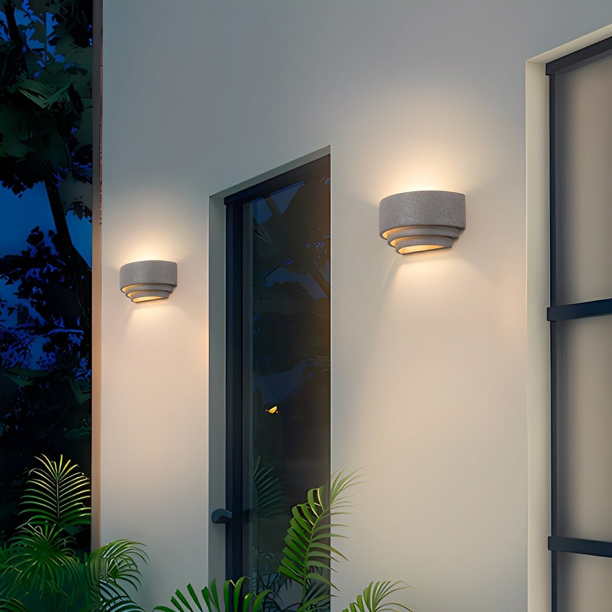 Modern Cement Tiered Up and Down LED Wall Sconces - Glimvale