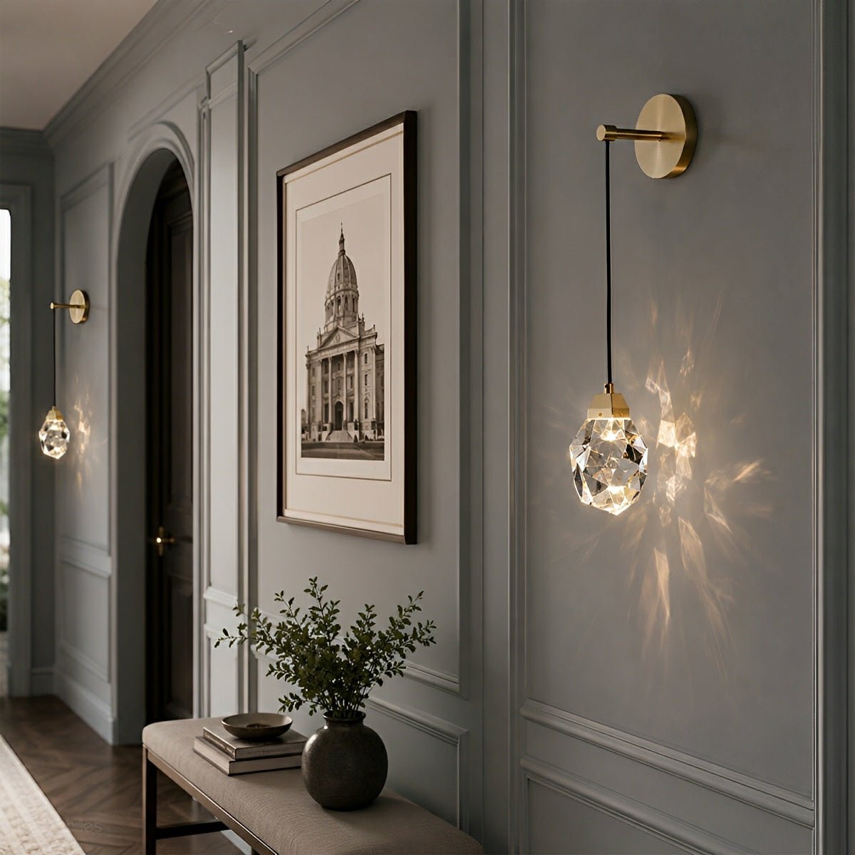 Modern Luxury Faceted Crystal Wall Sconce - Glimvale