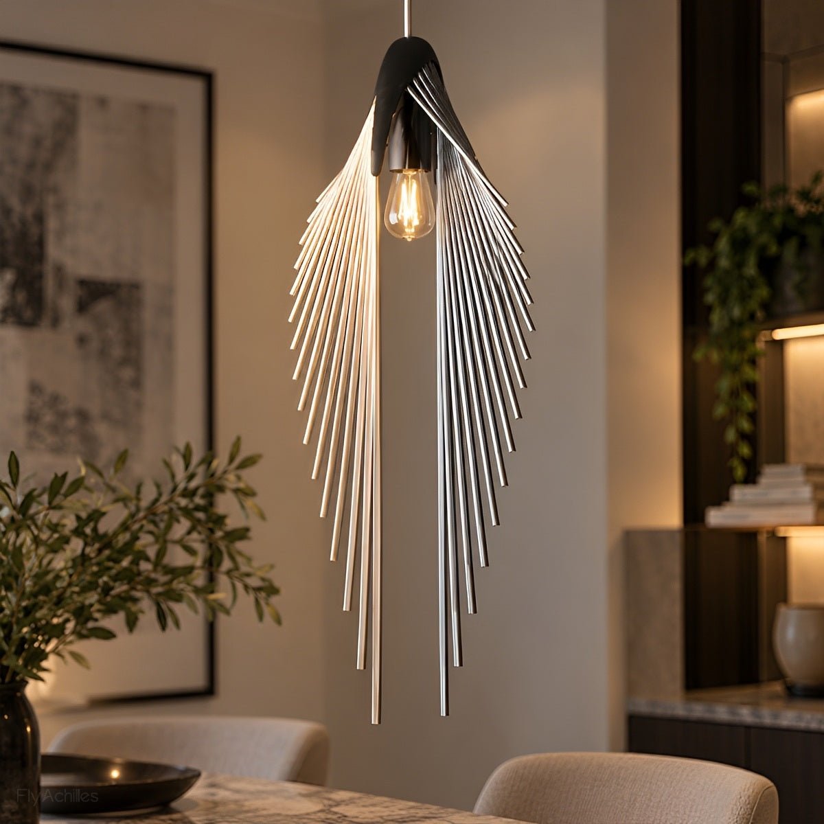 Modern Luxury Sculptural Feather LED Pendant Light - Glimvale