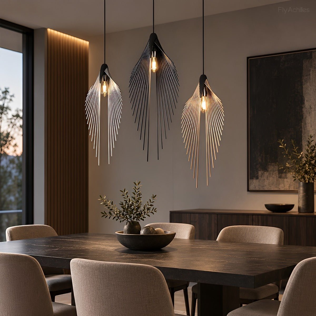 Modern Luxury Sculptural Feather LED Pendant Light - Glimvale