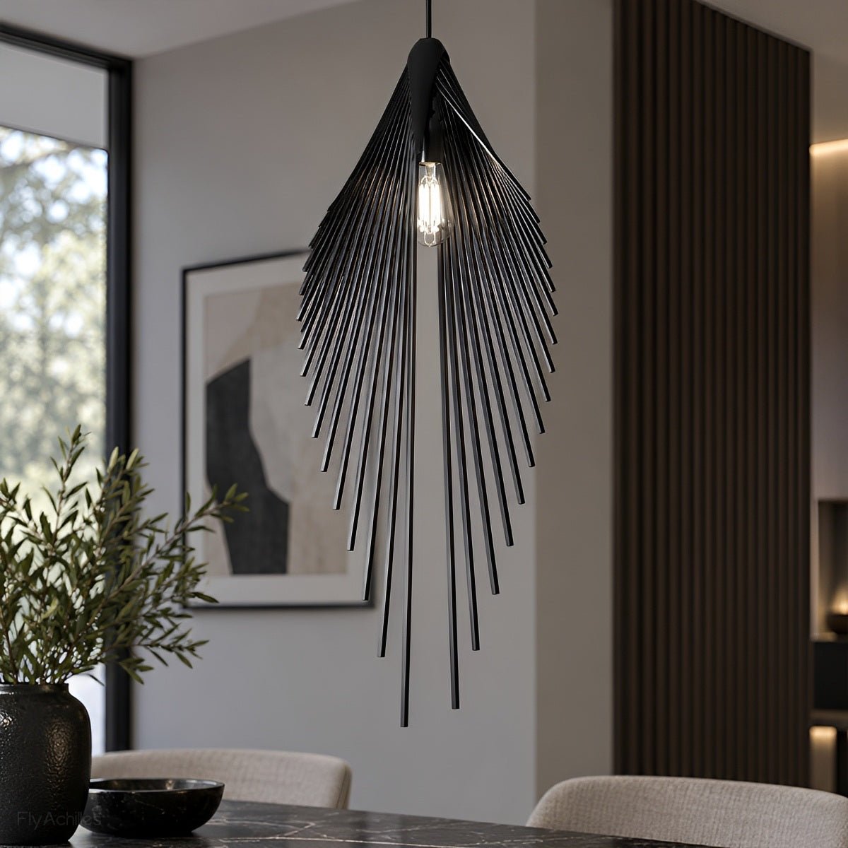 Modern Luxury Sculptural Feather LED Pendant Light - Glimvale