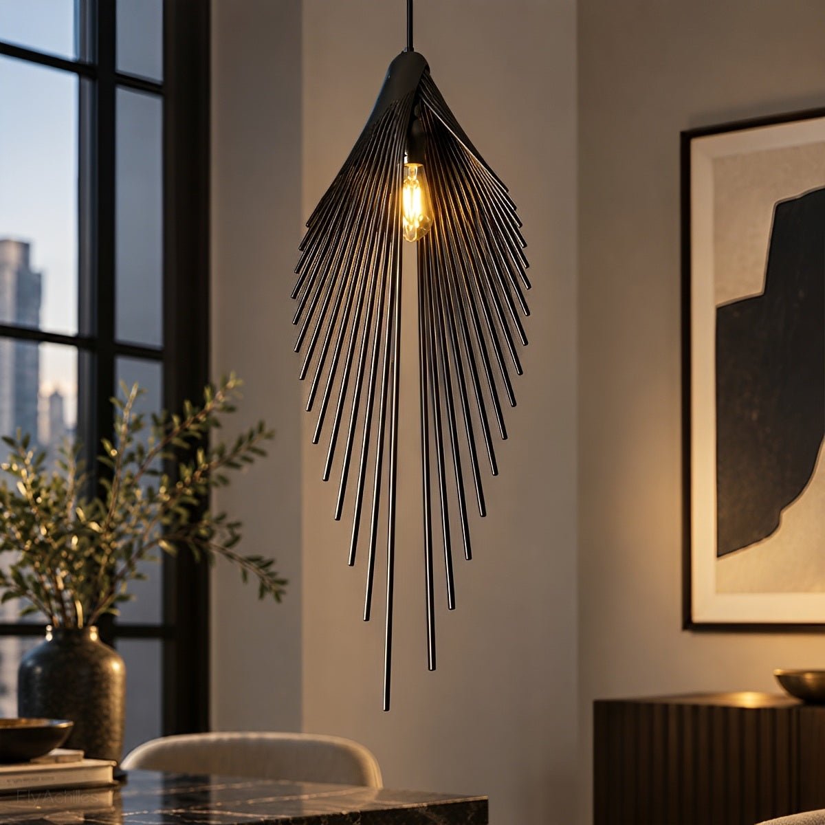 Modern Luxury Sculptural Feather LED Pendant Light - Glimvale