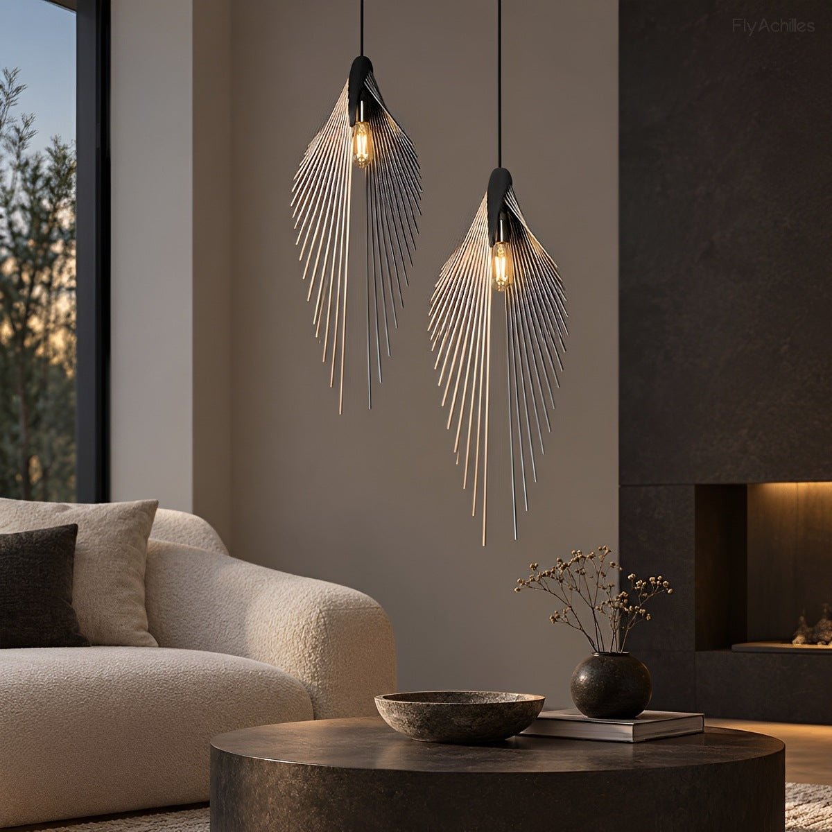 Modern Luxury Sculptural Feather LED Pendant Light - Glimvale