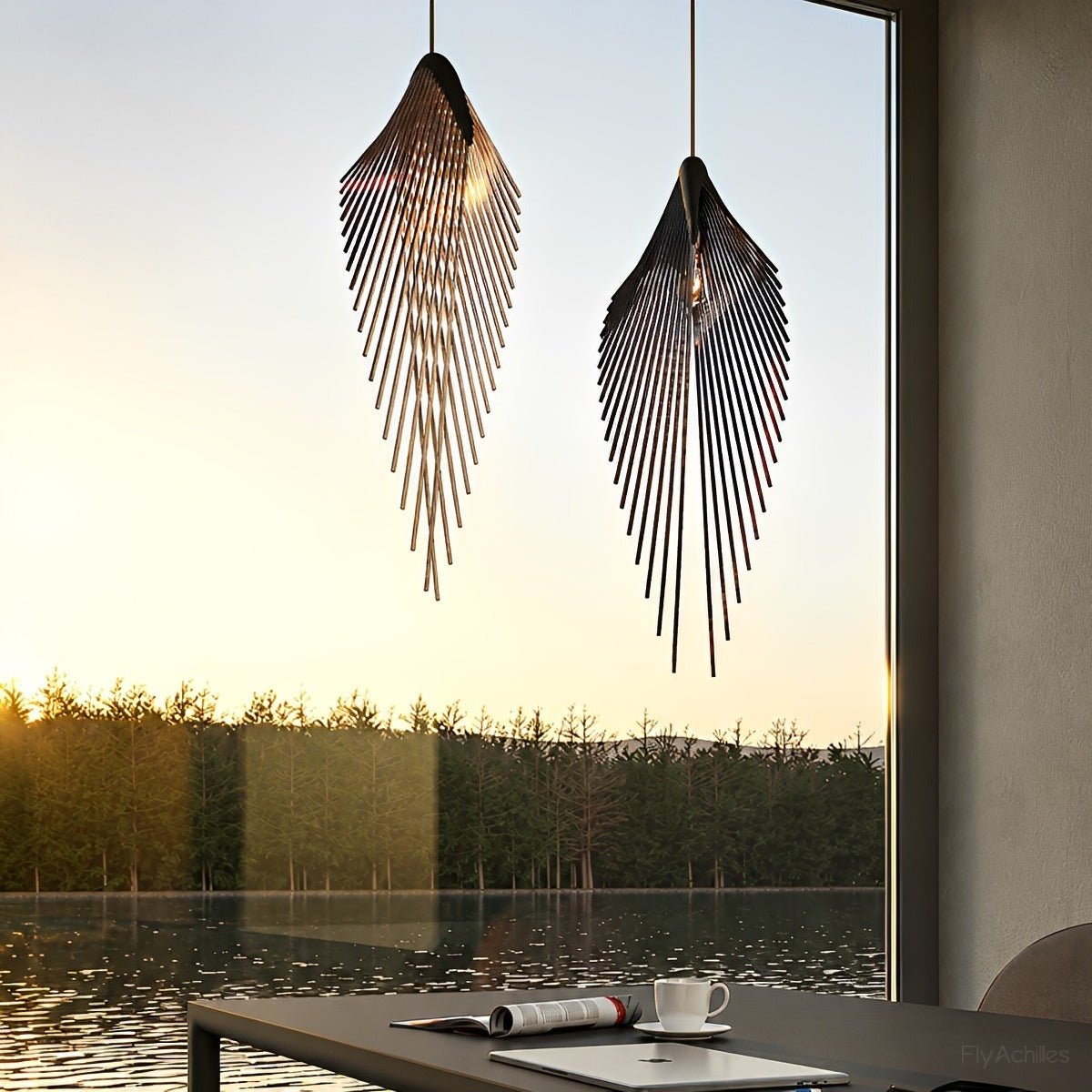 Modern Luxury Sculptural Feather LED Pendant Light - Glimvale