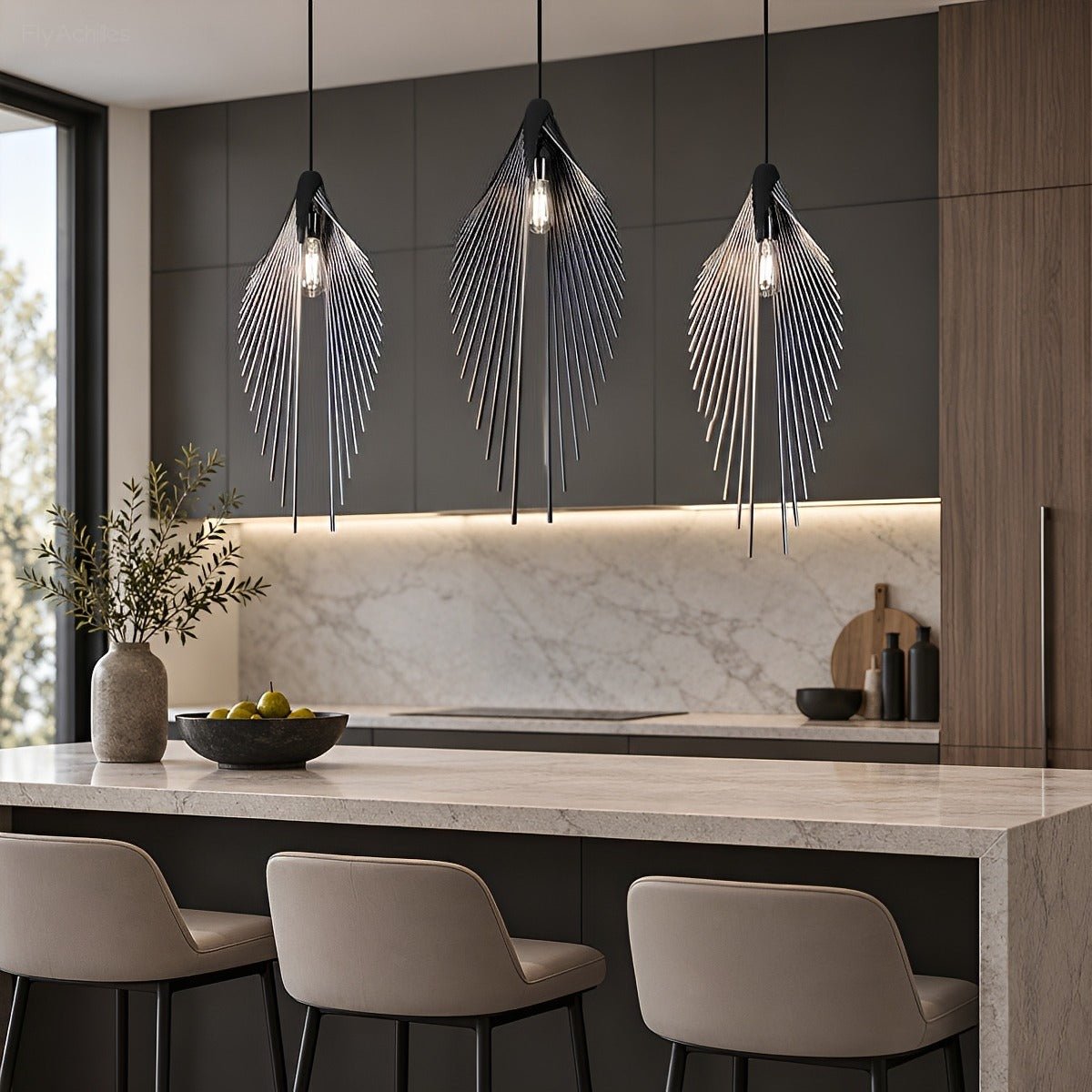 Modern Luxury Sculptural Feather LED Pendant Light - Glimvale