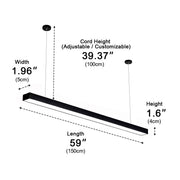 Modern Minimalist Black LED Recessed Office Hanging Light - Glimvale