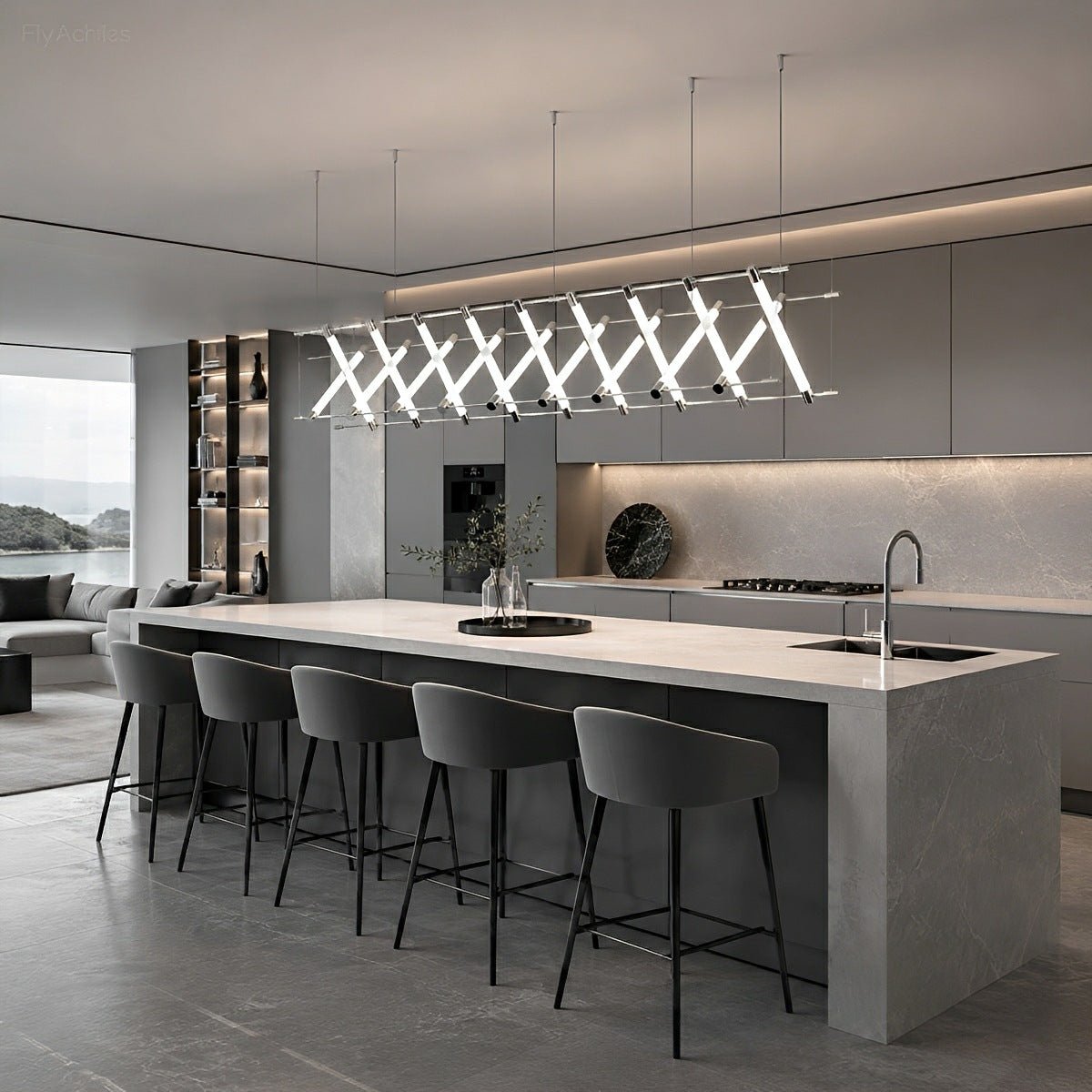 Modern Minimalist Fishbone Light Combination Bar Chandelier - Glimvale