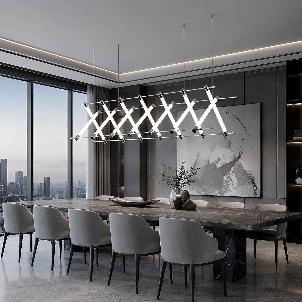 Modern Minimalist Fishbone Light Combination Bar Chandelier - Glimvale