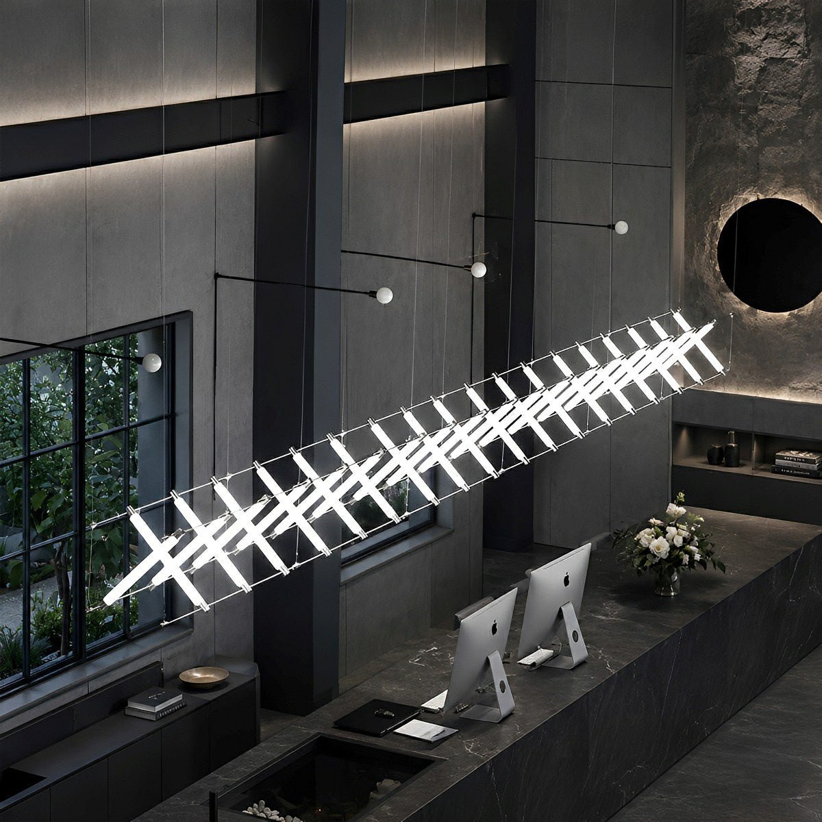 Modern Minimalist Fishbone Light Combination Bar Chandelier - Glimvale