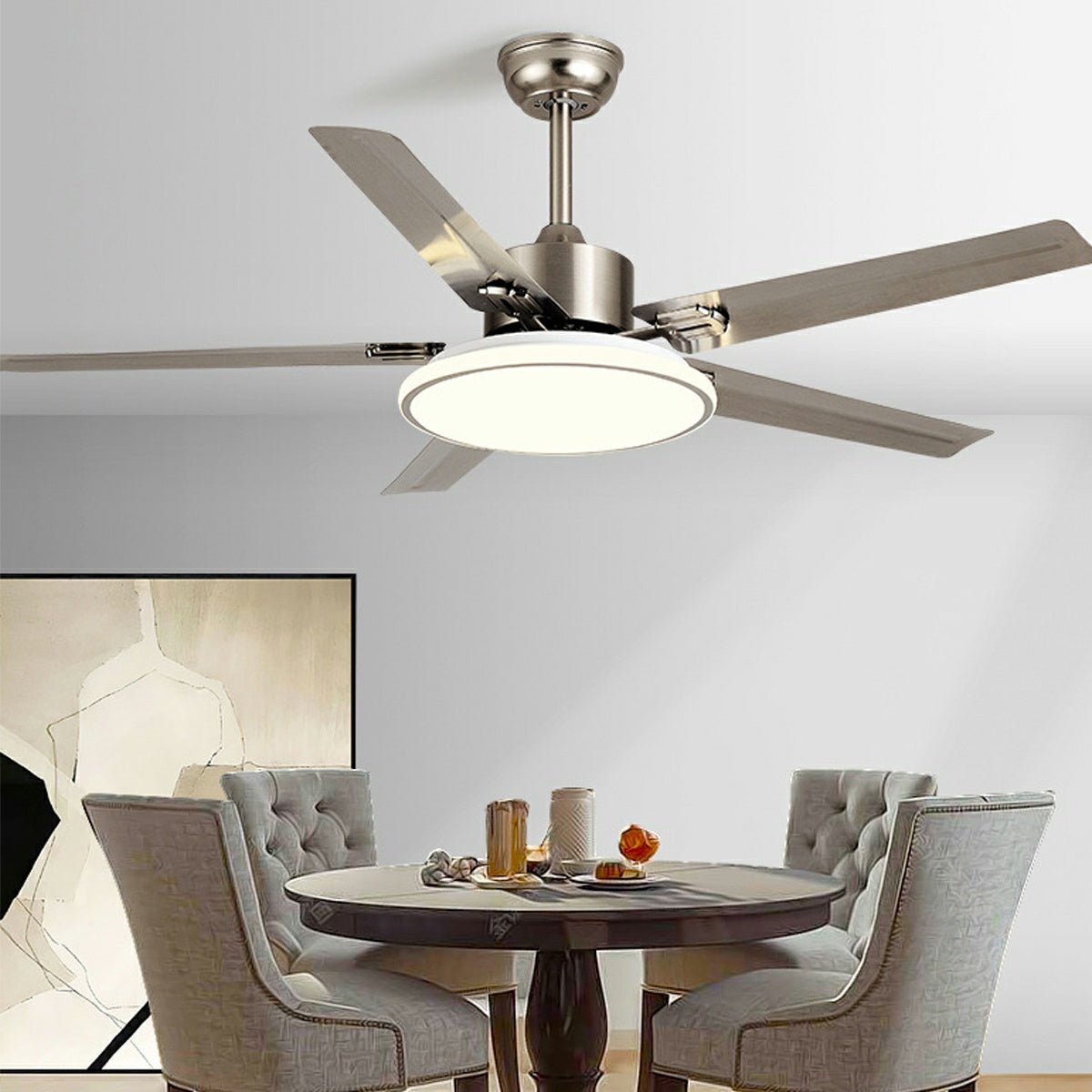 Modern Minimalist Five - leaf Stainless Steel Ceiling Fan - Glimvale