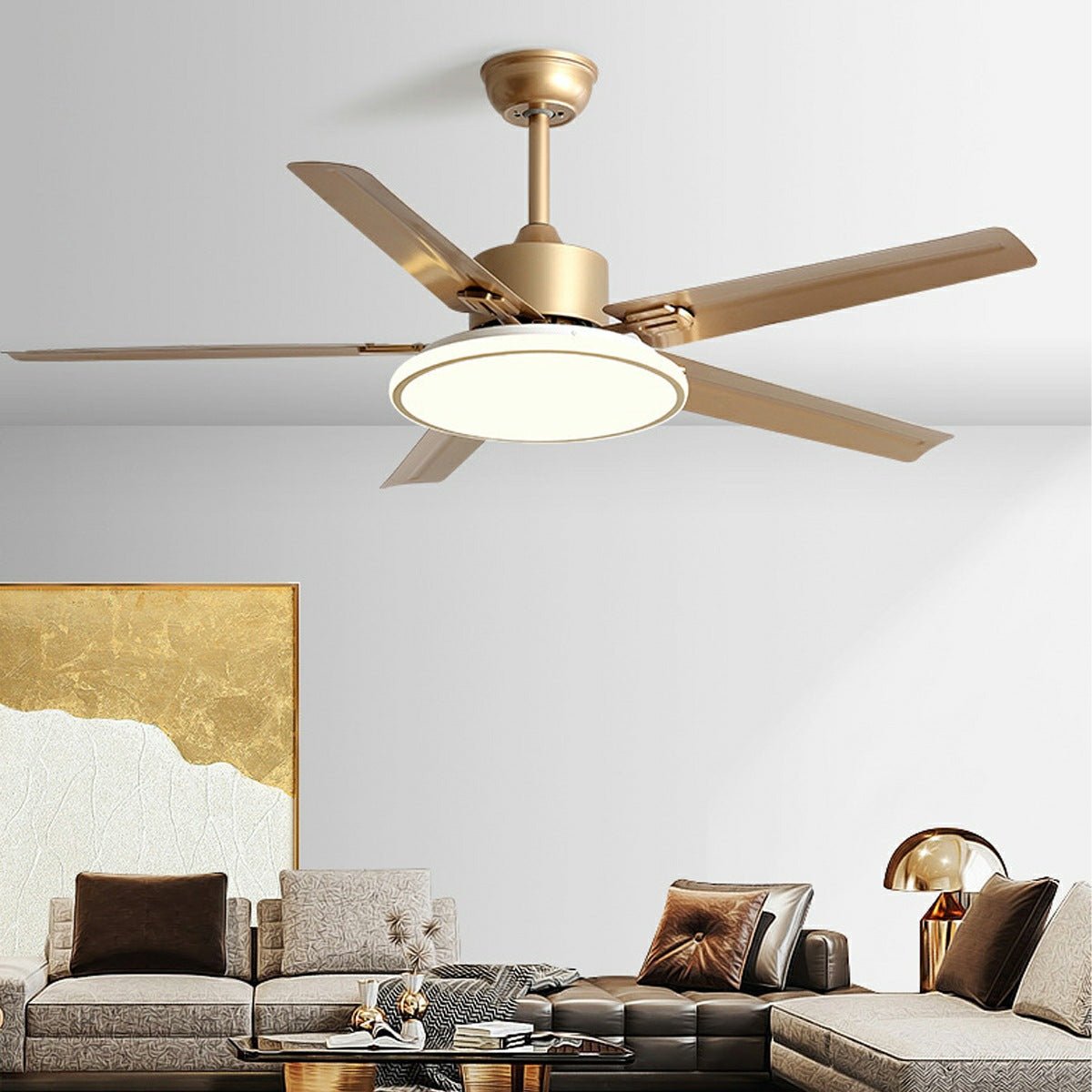 Modern Minimalist Five - leaf Stainless Steel Ceiling Fan - Glimvale
