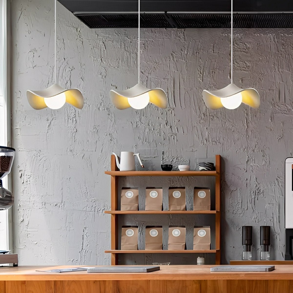 Modern Minimalist Lotus Leaf Cement LED Pendant Lights - Glimvale