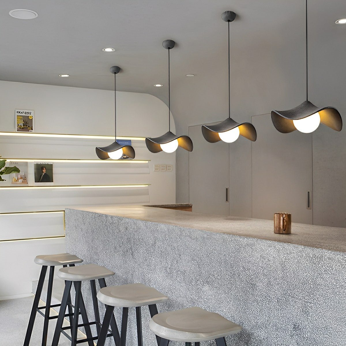 Modern Minimalist Lotus Leaf Cement LED Pendant Lights - Glimvale