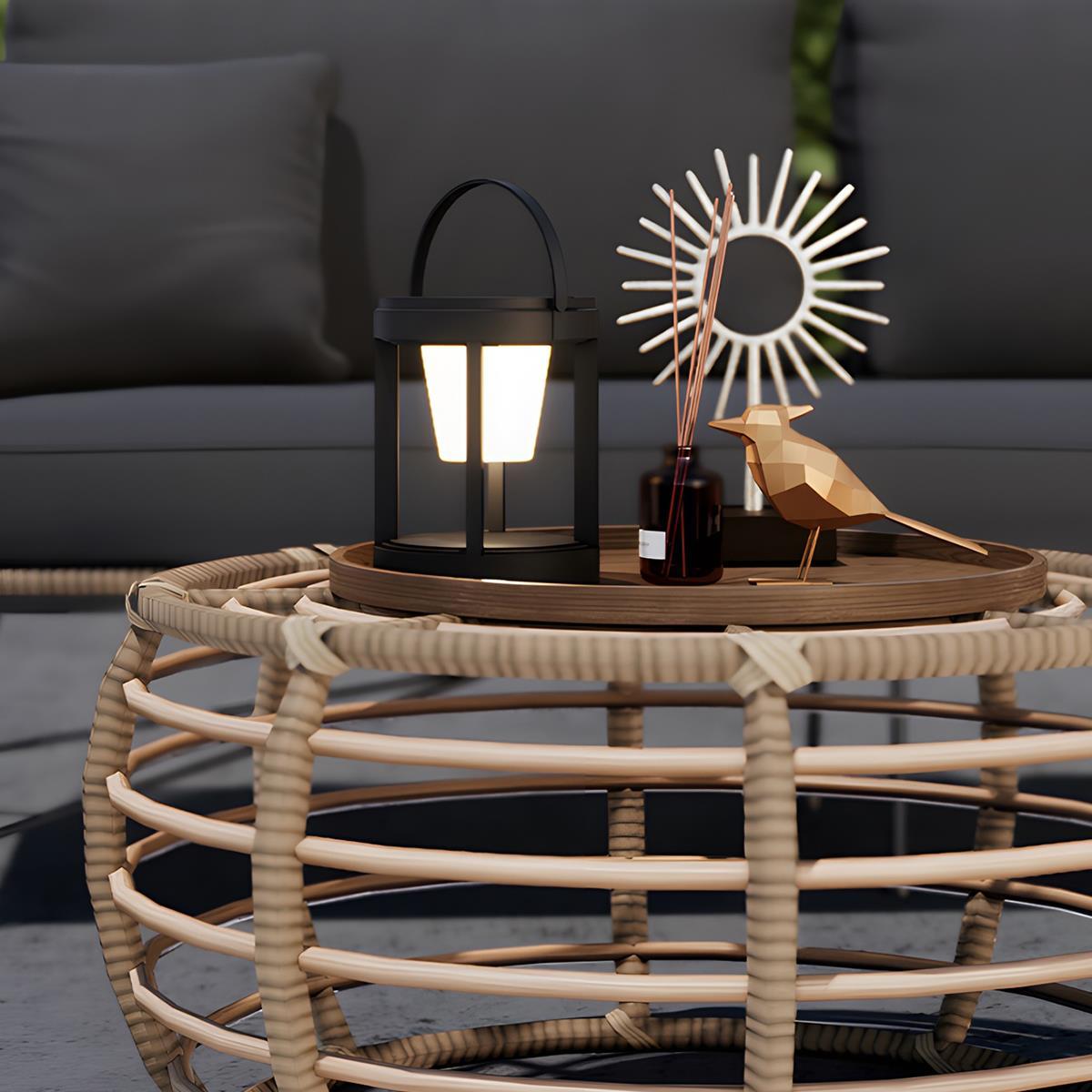 Modern Minimalist Waterproof Solar LED Outdoor Lantern Tabletop Lamp Rechargeable - Glimvale
