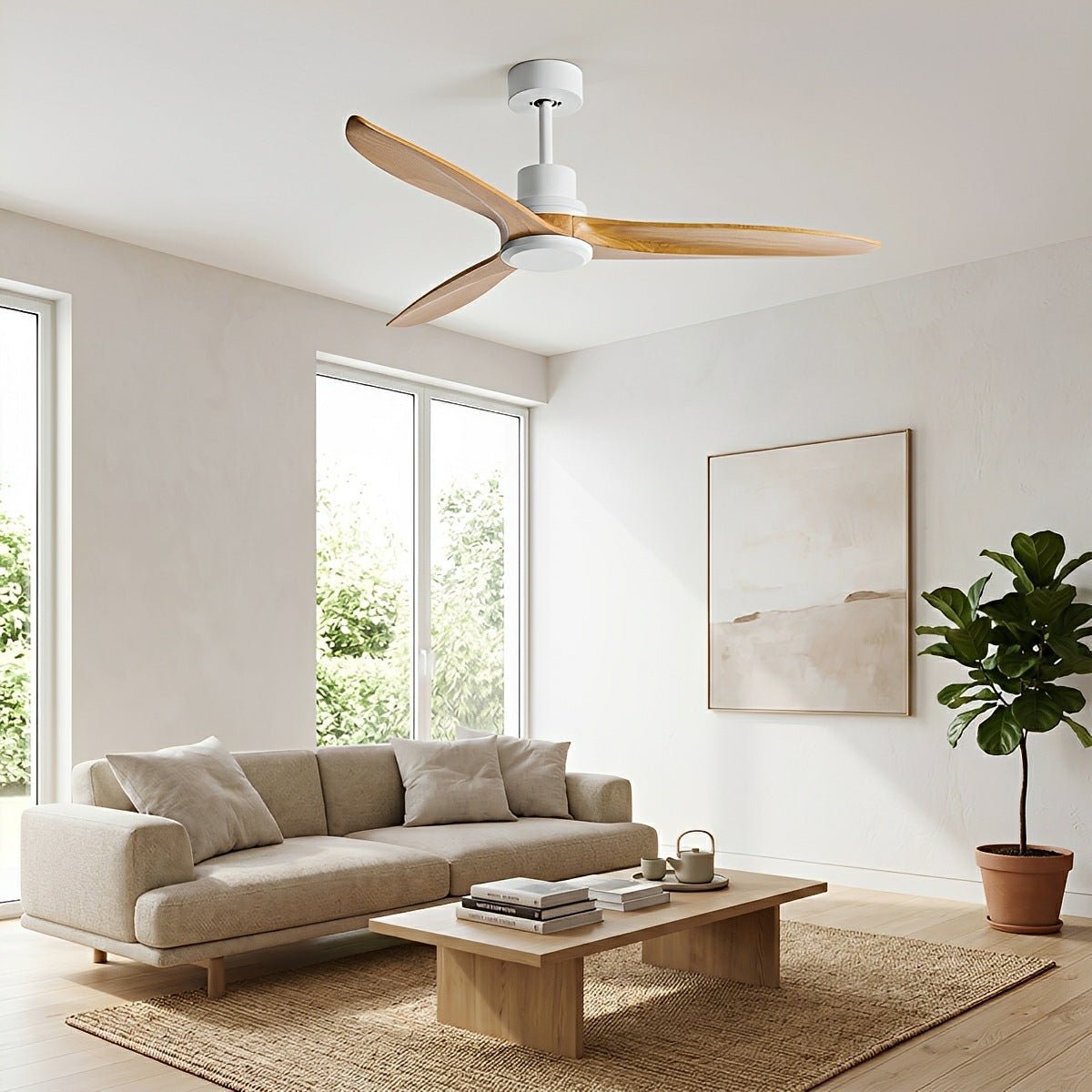 Modern Minimalist Wood DC Motor Reverse Ceiling Fan - Glimvale