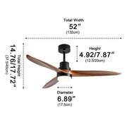 Modern Minimalist Wood DC Motor Reverse Ceiling Fan - Glimvale