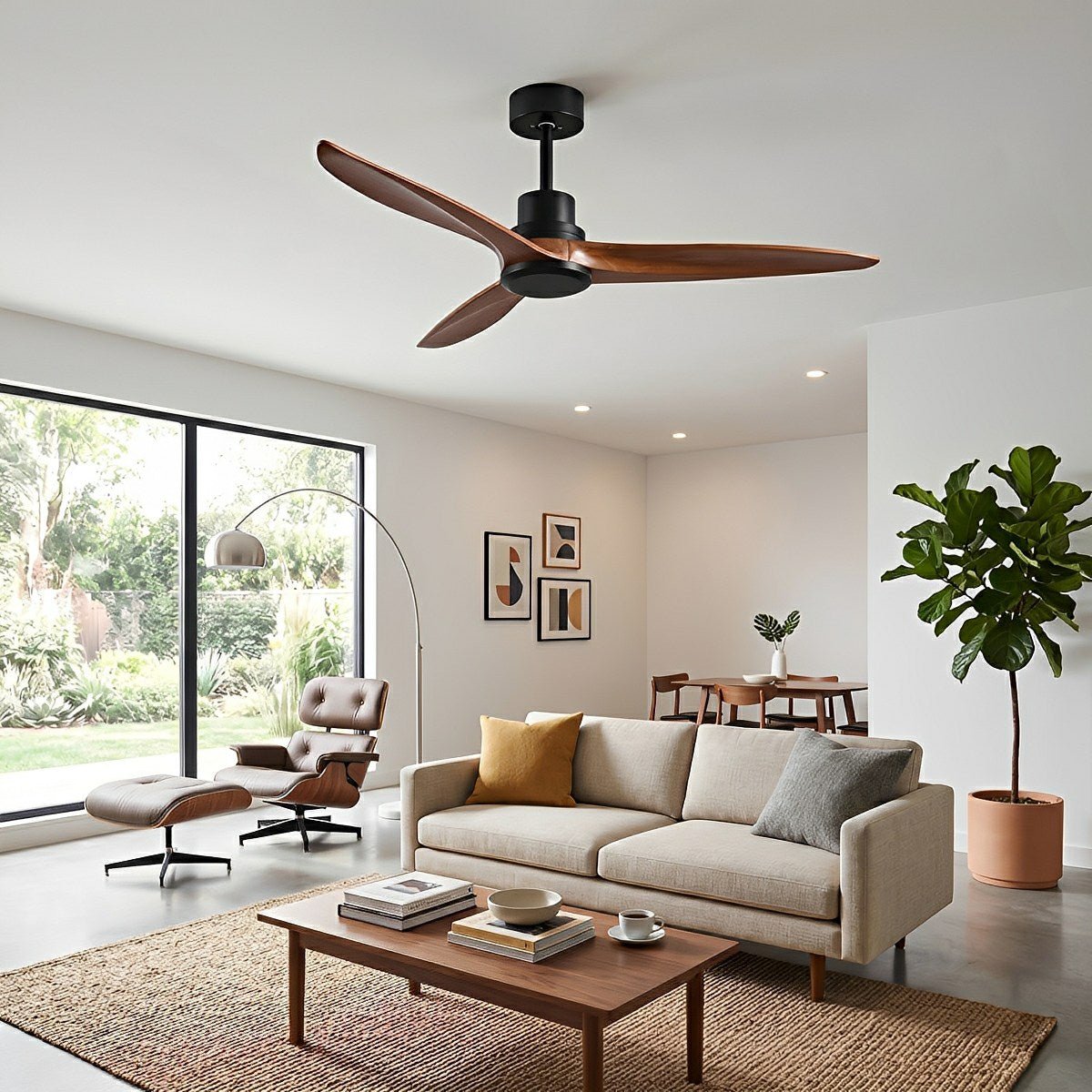 Modern Minimalist Wood DC Motor Reverse Ceiling Fan - Glimvale