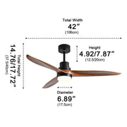 Modern Minimalist Wood DC Motor Reverse Ceiling Fan - Glimvale