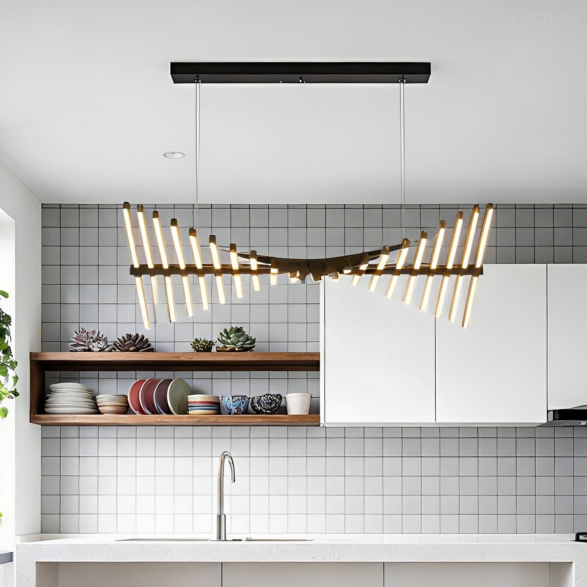 Modern Nordic Waves Fishbone Fish Skeleton Dimming LED Pendant Light - Glimvale