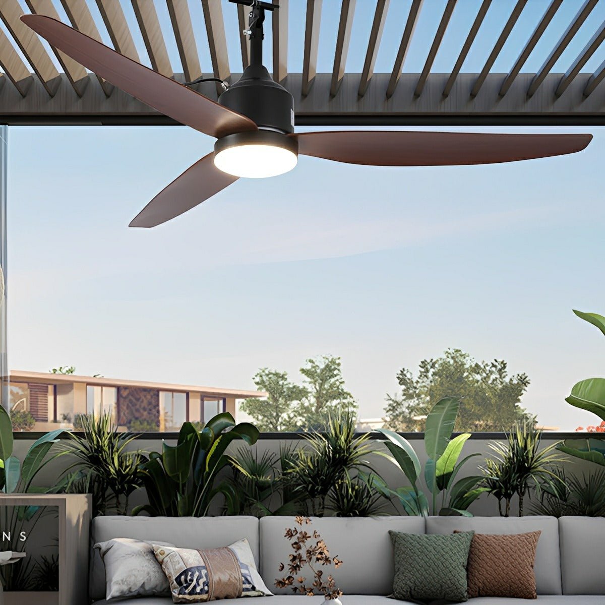 Modern Outdoor Dimmable DC Motor Reverse Frequency Ceiling Fan Light - Glimvale